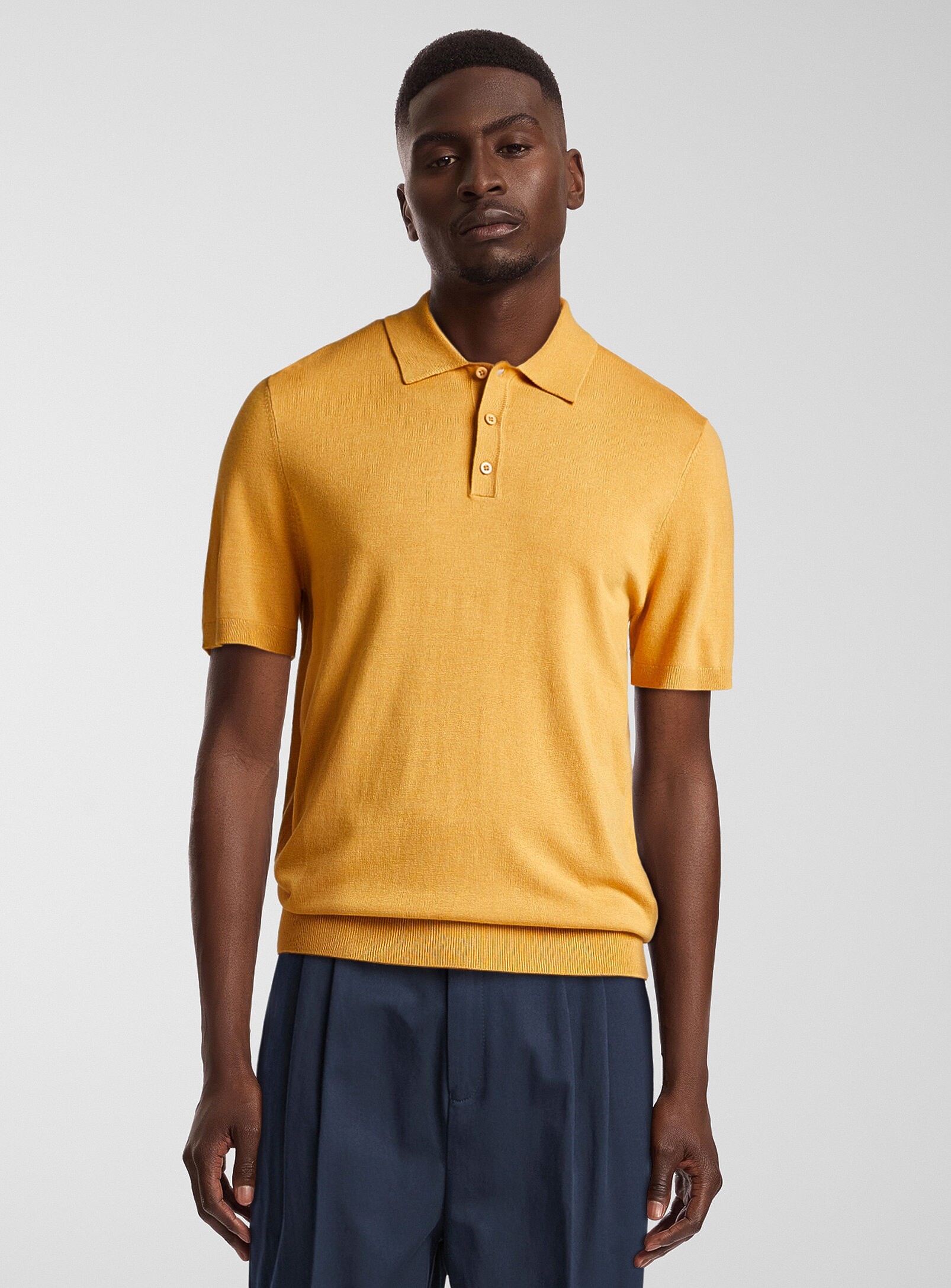 Le 31 - Silky knit polo (Men, Yellow, X-LARGE)
