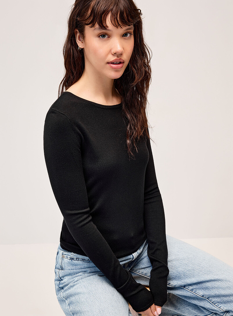 Fine-knit fitted sweater product image (primary)