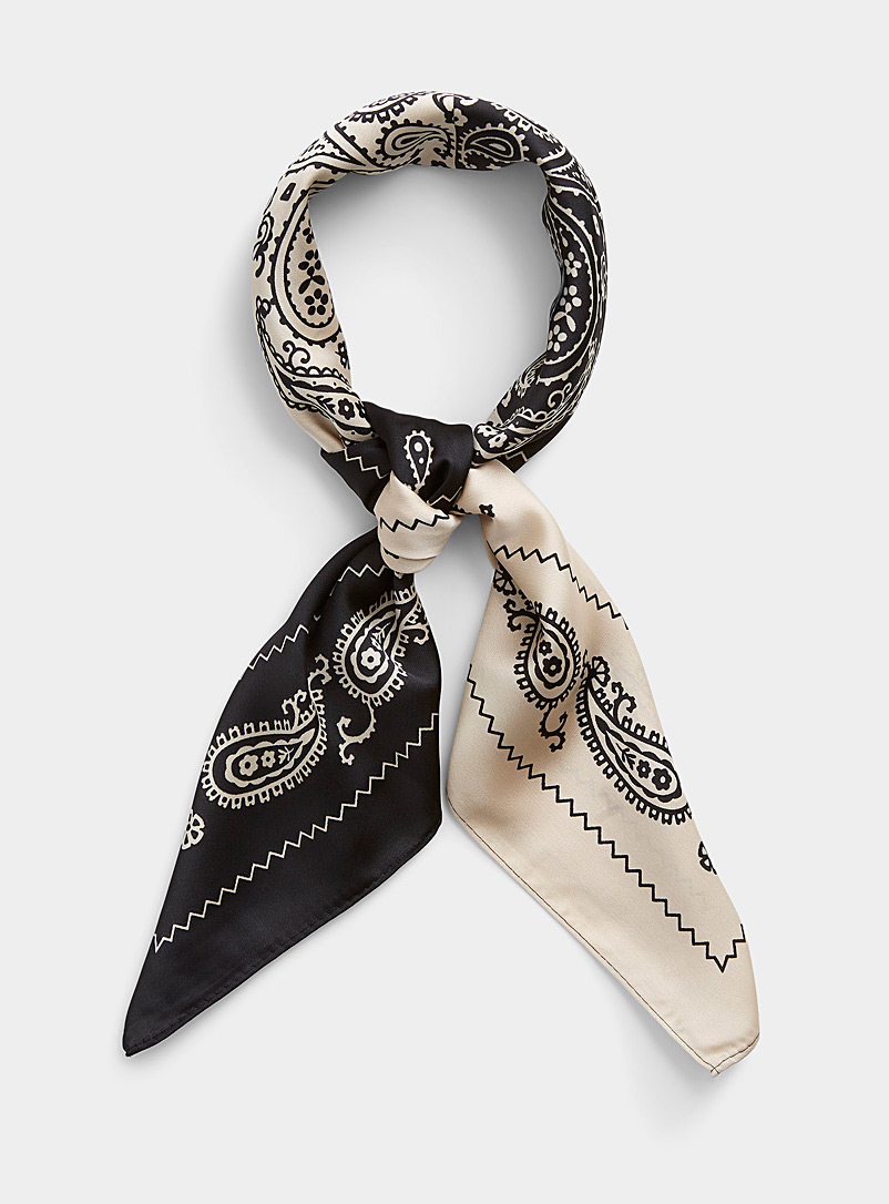 Le 31 Patterned Black Two-tone paisley tie scarf for men