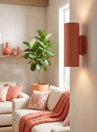 Snoc: L'applique murale bidirectionnelle en cylindre &Eacute;volution Int&eacute;rieur et ext&eacute;rieur Terracotta