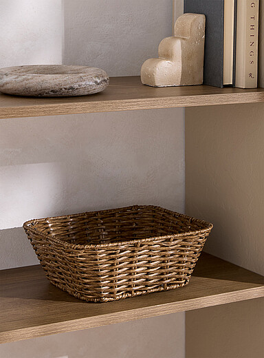 Faux-rattan braided rectangular basket | Simons Maison | | Simons
