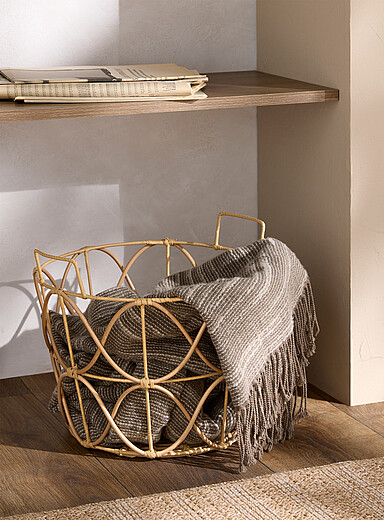 Faux-rattan mosaic basket