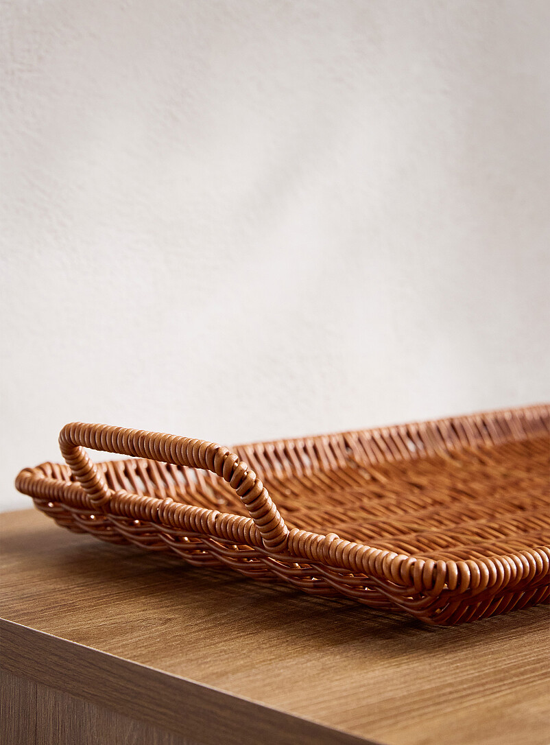 Simons Maison Brown Rusty brown faux-rattan rectangular tray