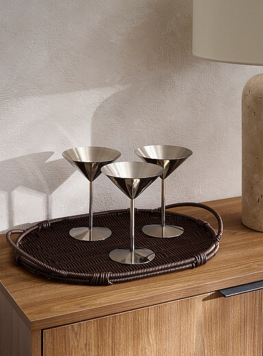Simons Maison Chocolate/Espresso Espresso brown faux-rattan oval tray