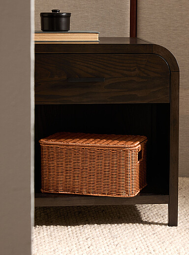 Faux-rattan storage basket