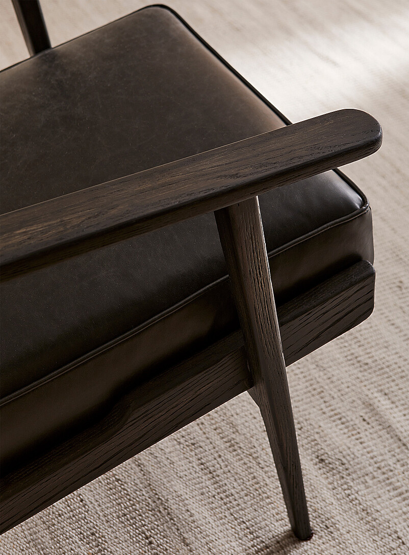 Sleek black leather armchair product image 2