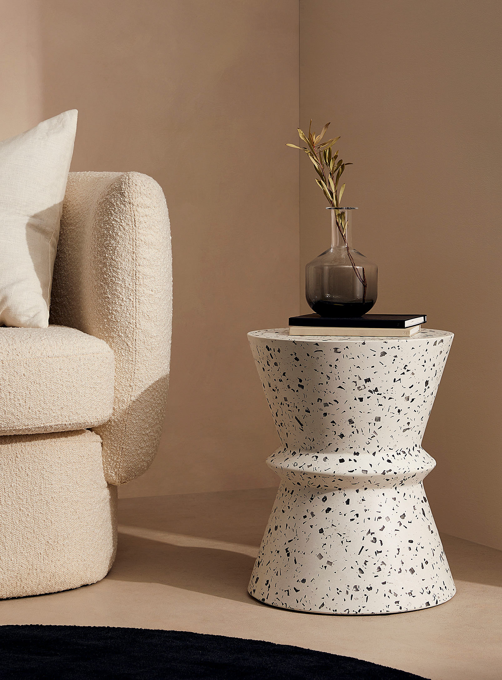 Simons Maison Terrazzo Geometric Side Table In Black And White