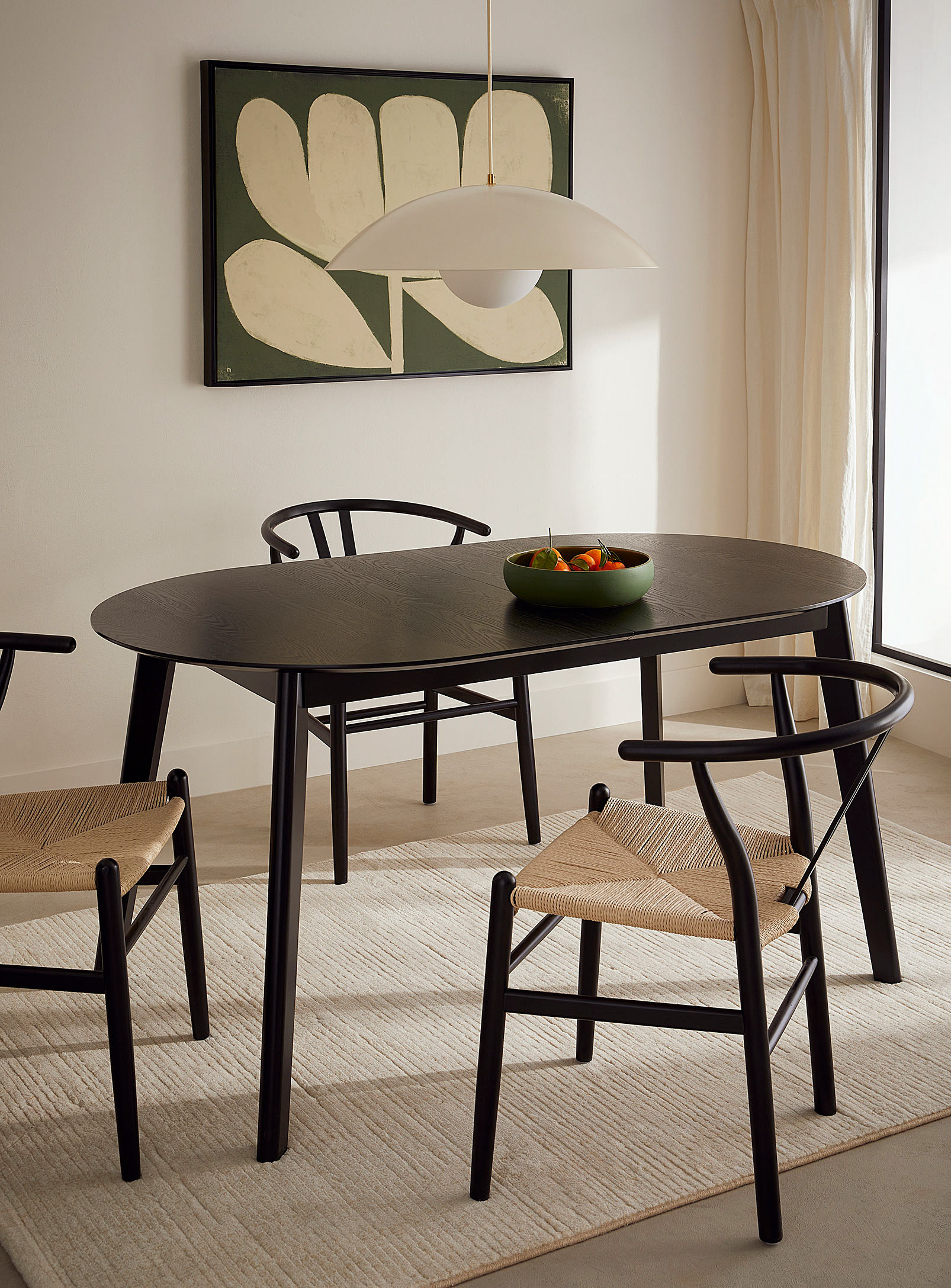 Simons Maison Rounded Wood Table With Extension In Black