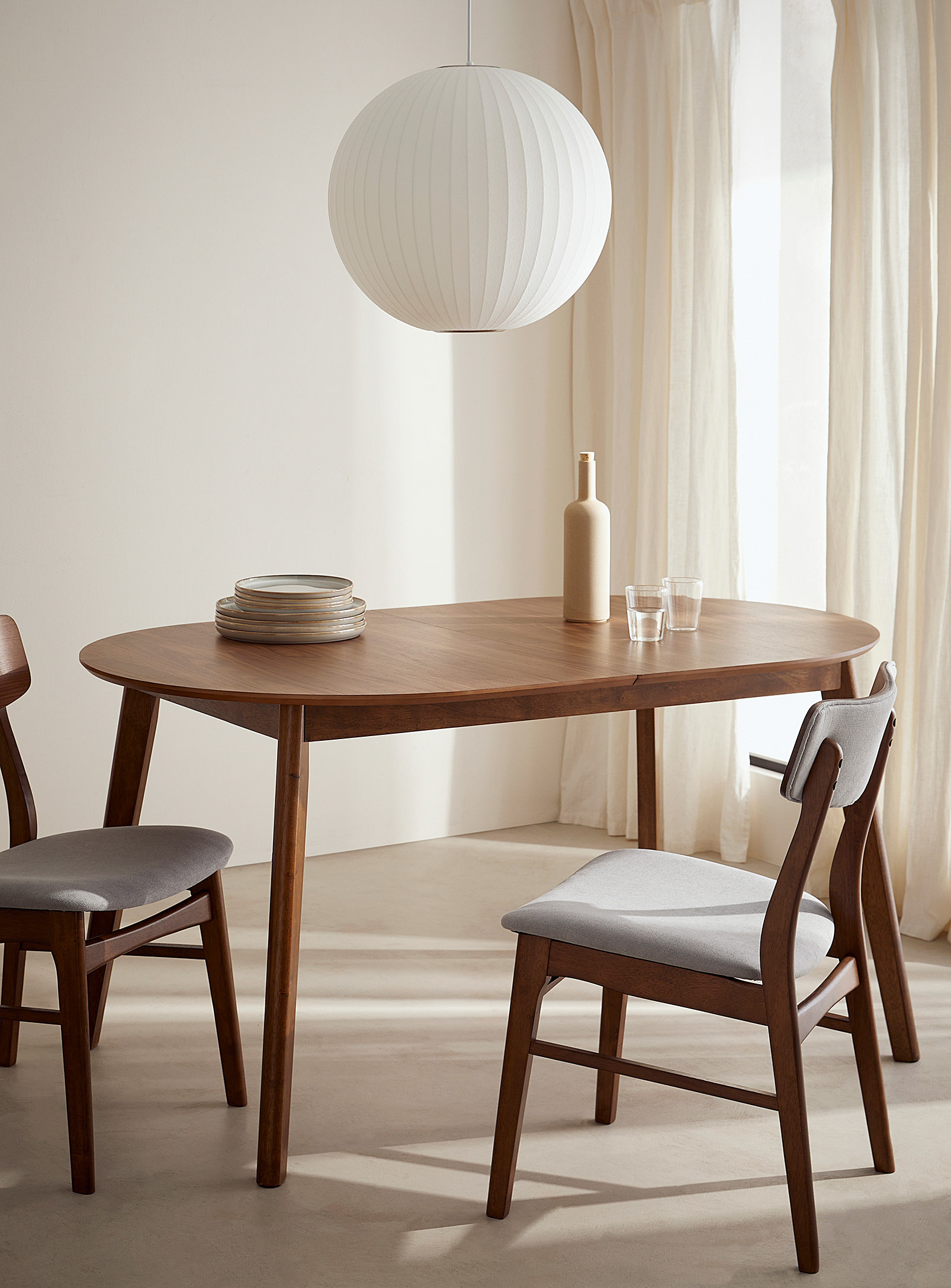 Simons Maison Rounded Wood Table With Extension In Dark Brown