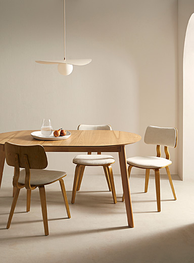 Rounded wood table with extension