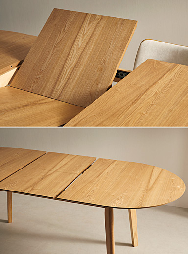 Rounded wood table with extension