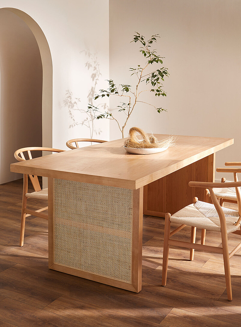 Wicker Panels Oak Table