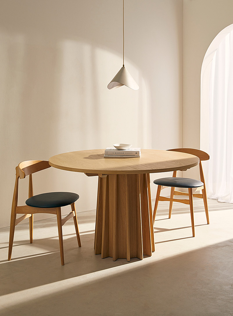 Grooved round wooden table product image 2