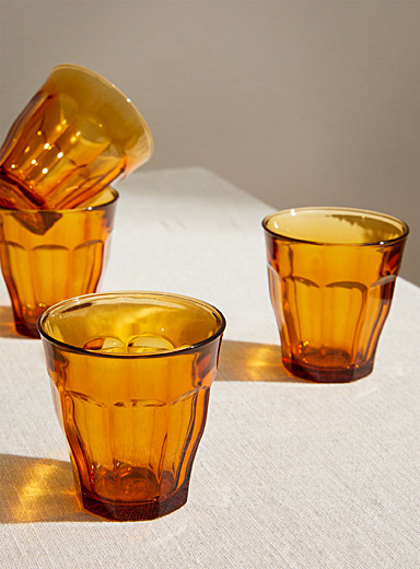 Les petits verres ambr&eacute;s Picardie Ensemble de 4
