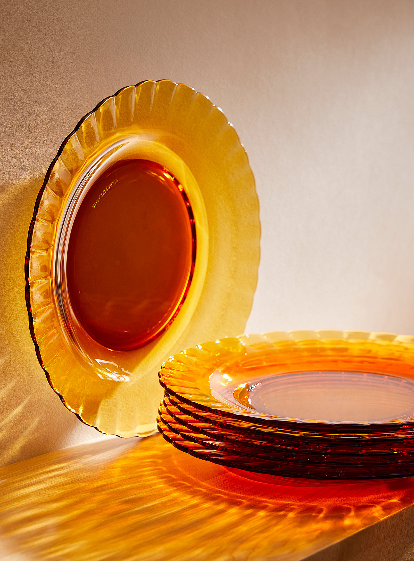 Duralex Picardie Amber Plates Set Of 6 In Yellow