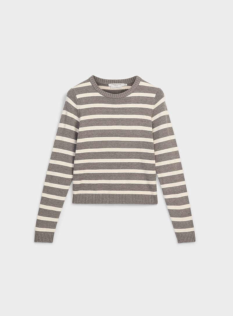 Contemporaine: Le chandail souple rayures deux tons Bleu fonc&eacute; - Indigo pour femme