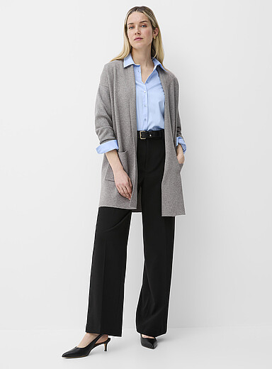 Contemporaine: Le cardigan ouvert poches plaqu&eacute;es Charbon pour femme