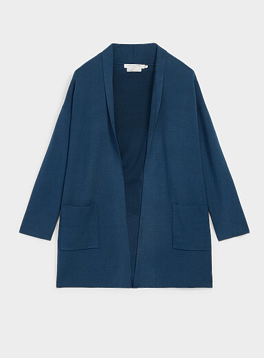 Contemporaine Indigo/Dark Blue Patch pocket open cardigan for women