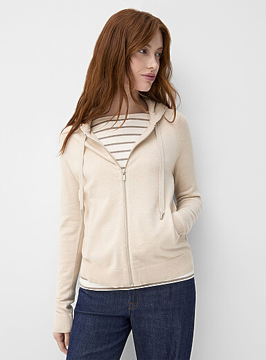 Solid knit soft hooded jacket