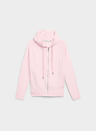 Solid knit soft hooded jacket