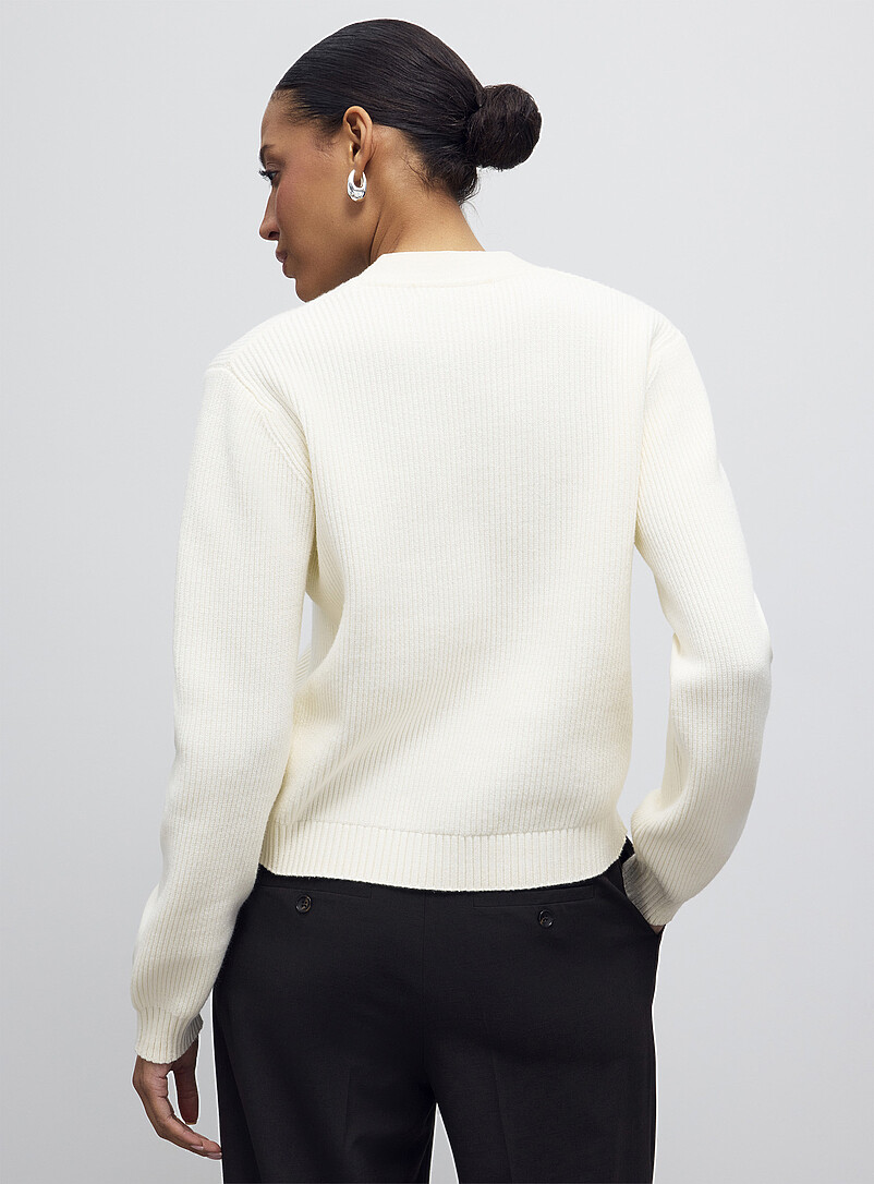 Contemporaine Black Shaker-rib V-neck cardigan for women