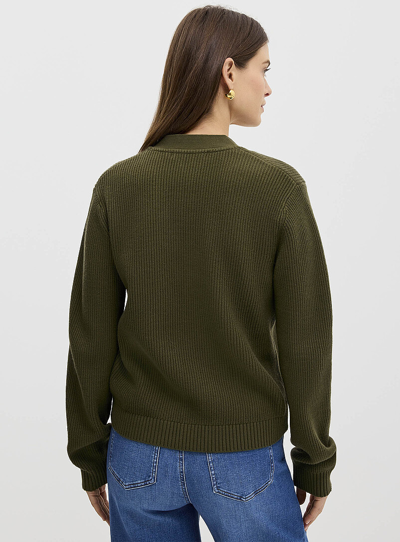 Contemporaine Black Shaker-rib V-neck cardigan for women