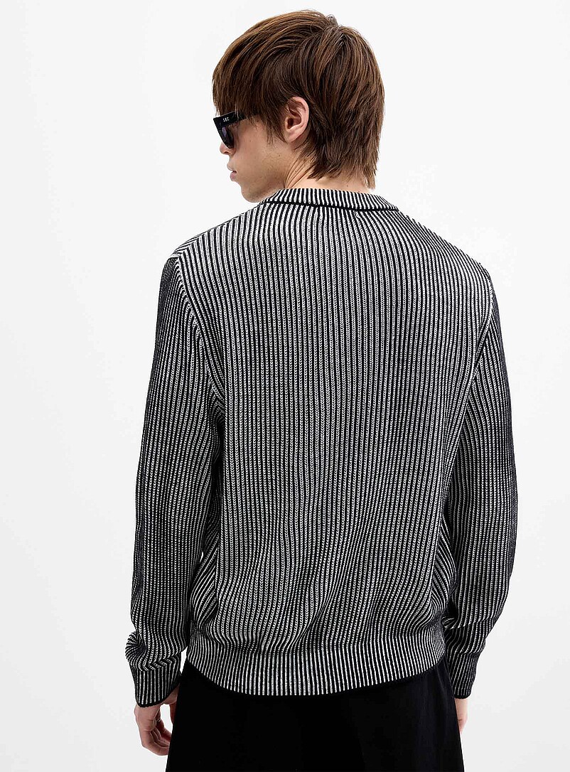 Djab Assorted black  Optical ribbed-knit zipped cardigan <b>Imported from Seoul</b> for men