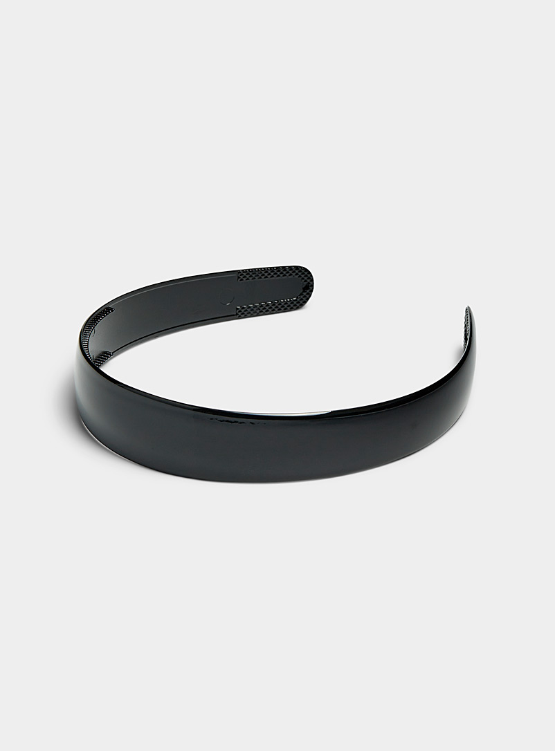 Simons Black Shiny plastic headband for women