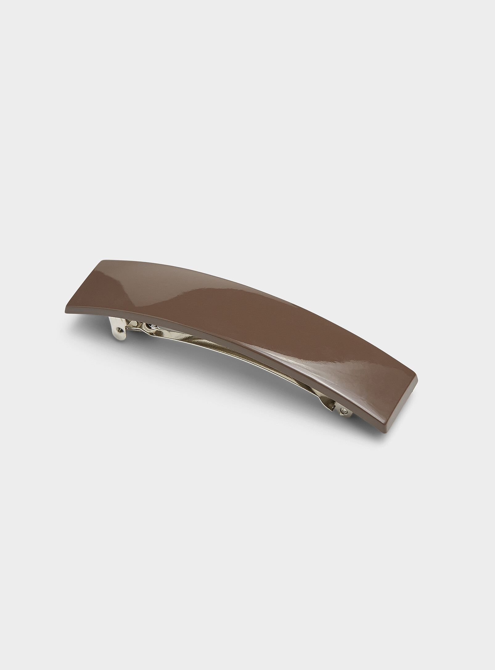 Simon's Shiny Rectangular Barrette In Brown