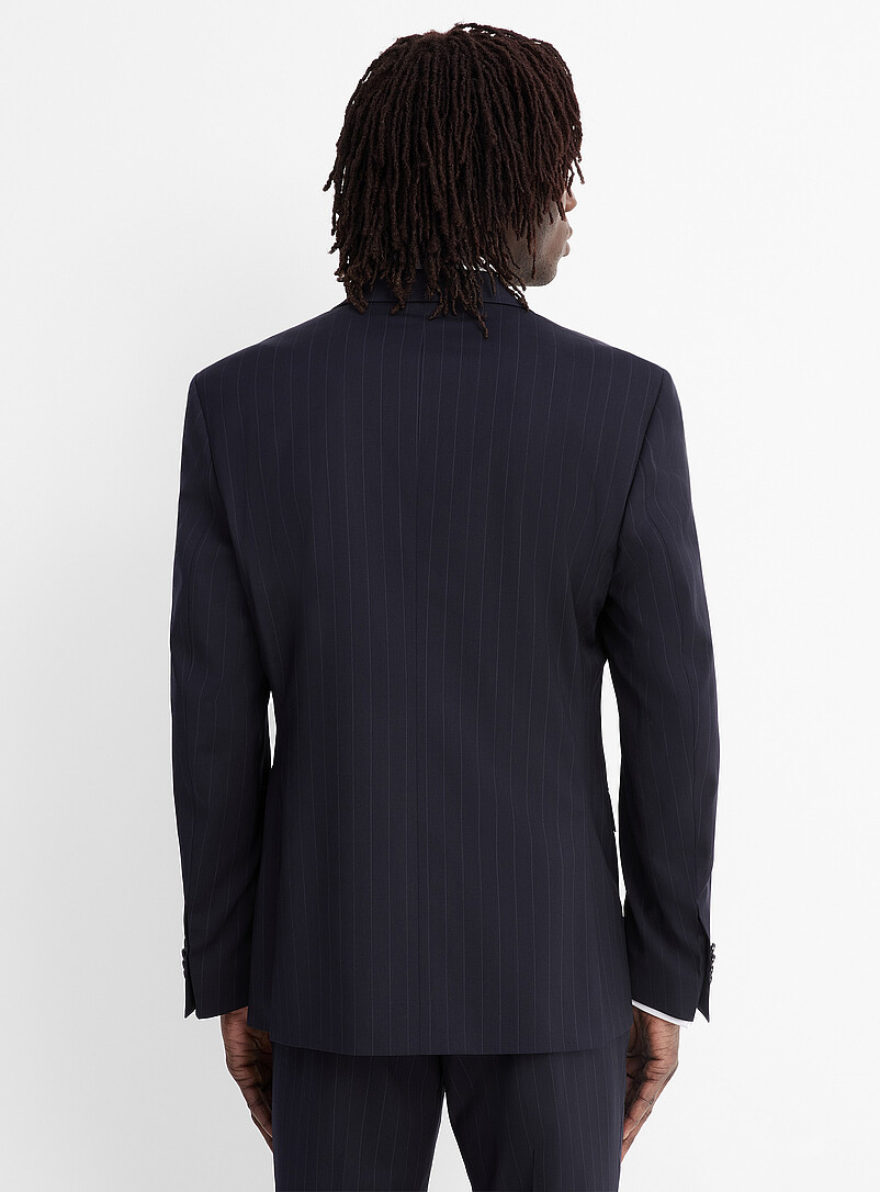 Le 31 Navy/Midnight Blue Marzotto wool pinstripe jacket <b>London fit - Semi-slim</b> for men
