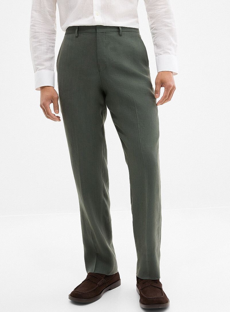 Alpine green light pant Linen-blend fabric by Manteco London fit - Slim straight product image 2