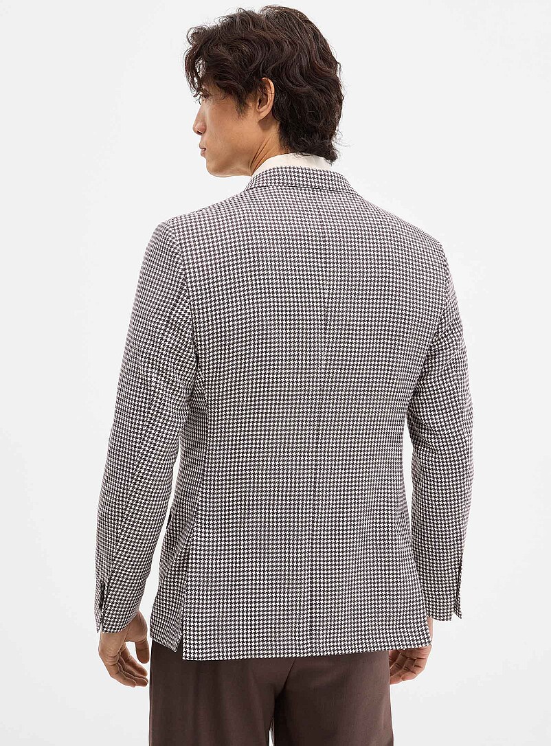 Espresso houndstooth blazer Linen-blend weave by Fitecom London fit - Semi-slim product image 3