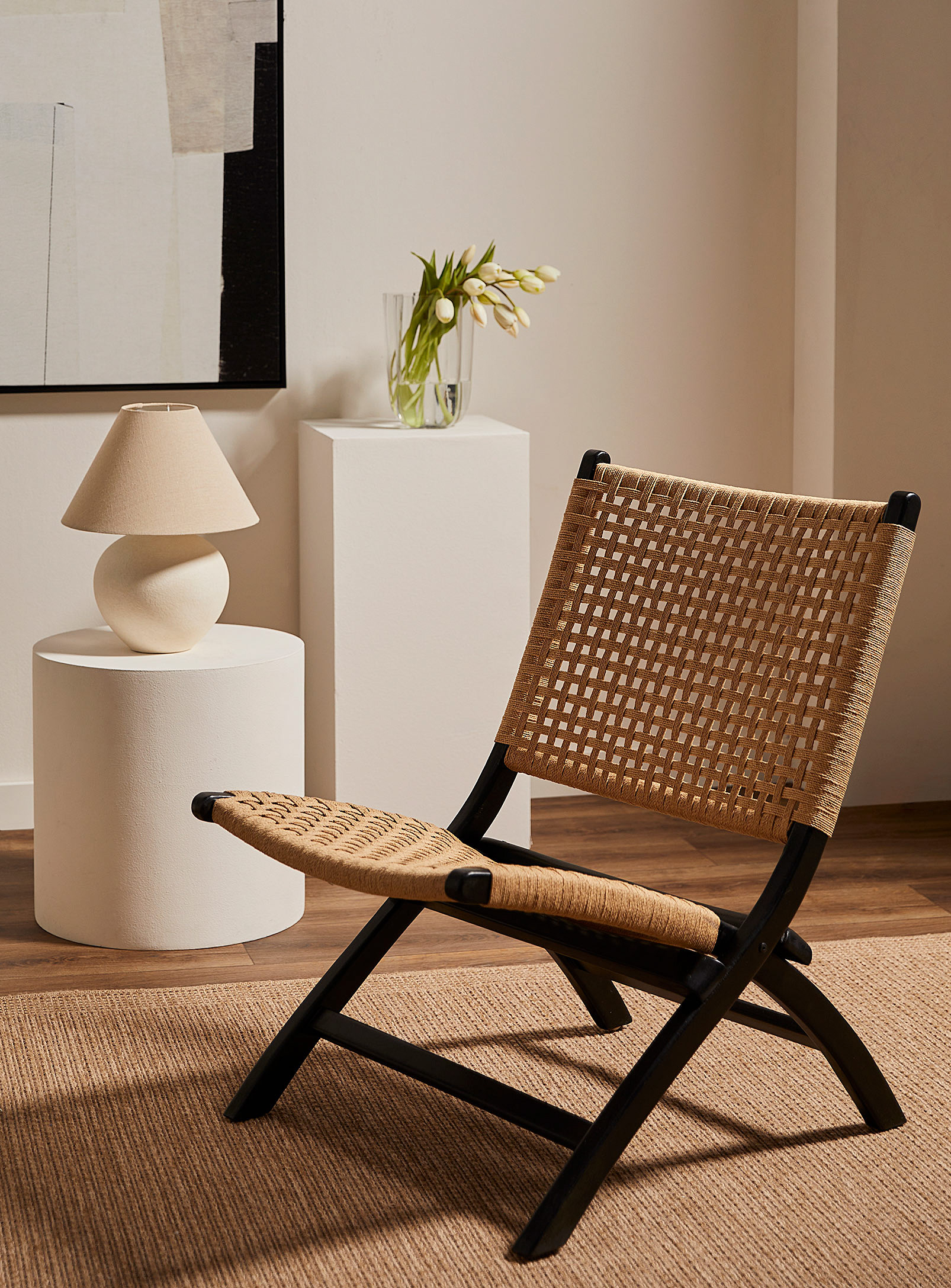 Simons Maison Braided Cord Folding Chair In Black