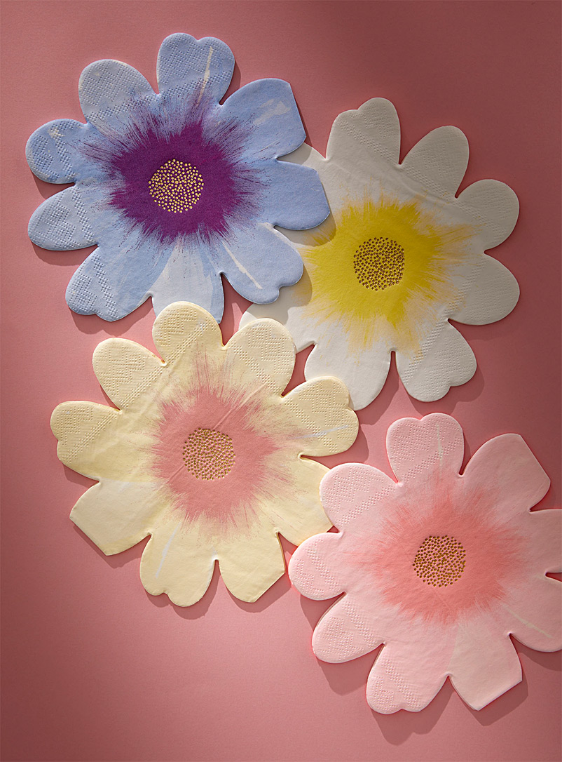 Meri Meri Assorted Pastel flower paper napkins 16.5 x 16.5 cm. Pack of 16.