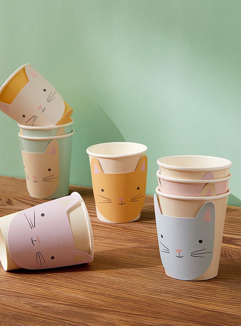 Meri Meri Assorted Pastel cat paper cups Set of 8