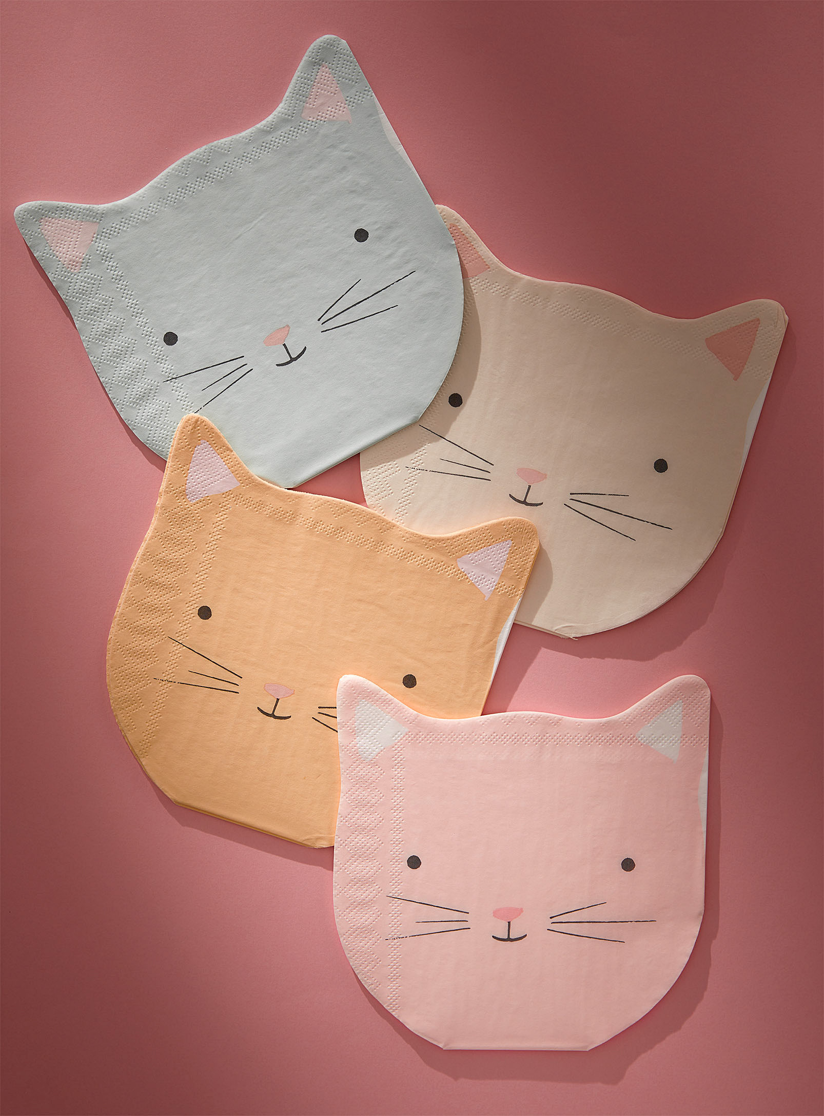 Meri Meri - Les serviettes en papier chat pastel 16 x 16 cm. Paquet de 16.