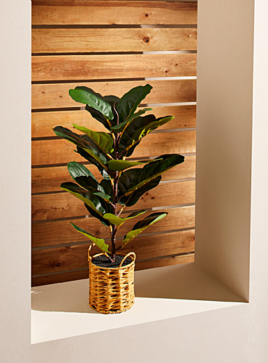 Artificial fiddleleaf fig green plant Deco basket
