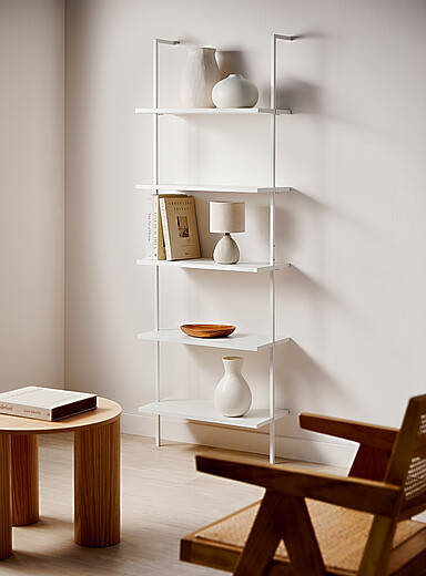 Minimalist ladder-shaped bookshelf