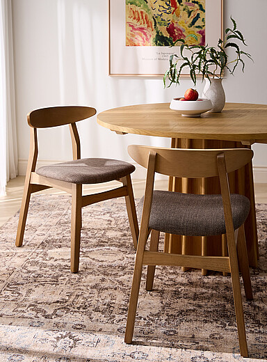 Walnut finish curved backrest chairs Set of 2