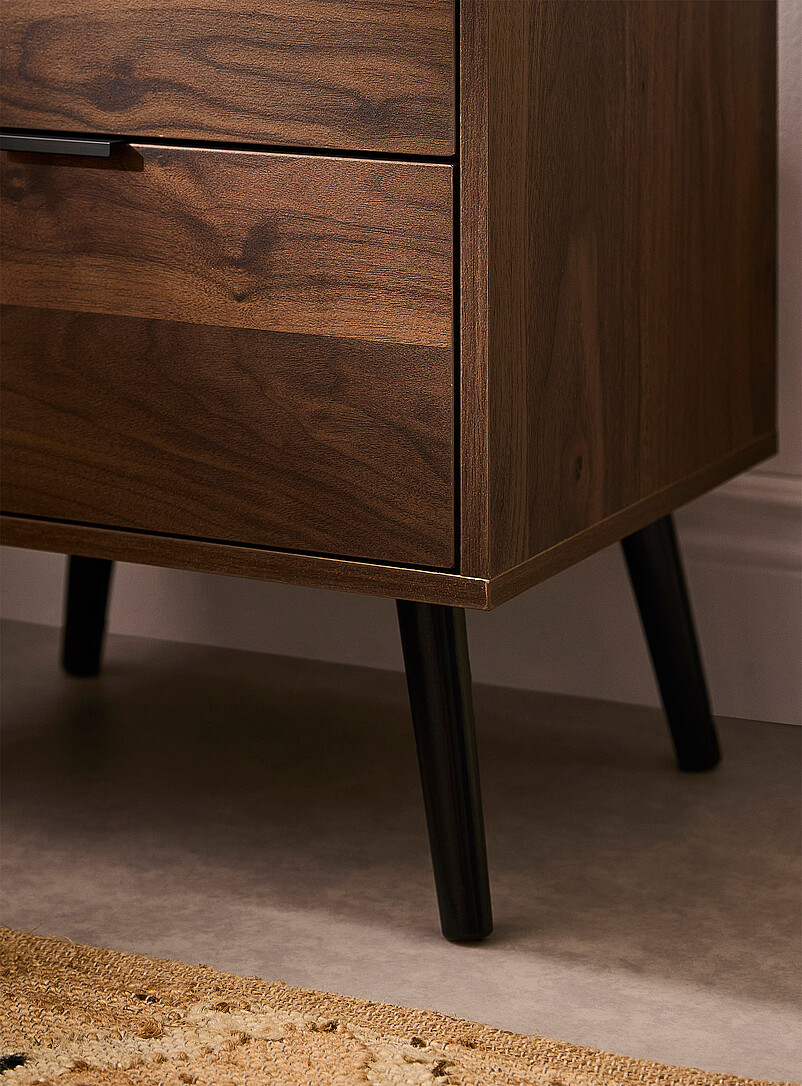 Simons Maison: La table d'appoint stratifi&eacute; noyer deux tiroirs Bois brun fonc&eacute; 