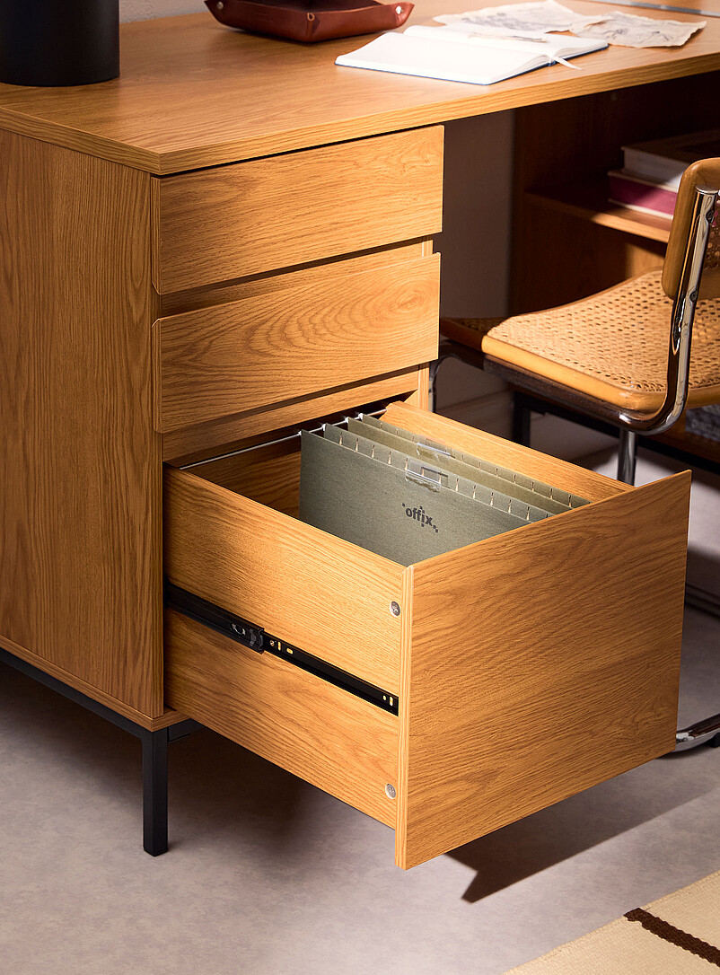 Simons Maison: Le bureau de travail en L fini ch&ecirc;ne clair Bois brun p&acirc;le