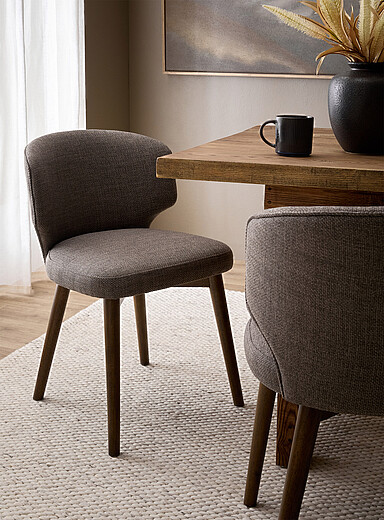 Simons Maison: Les chaises de cuisine tissu et bois Ensemble de 2 Chocolat - Espresso