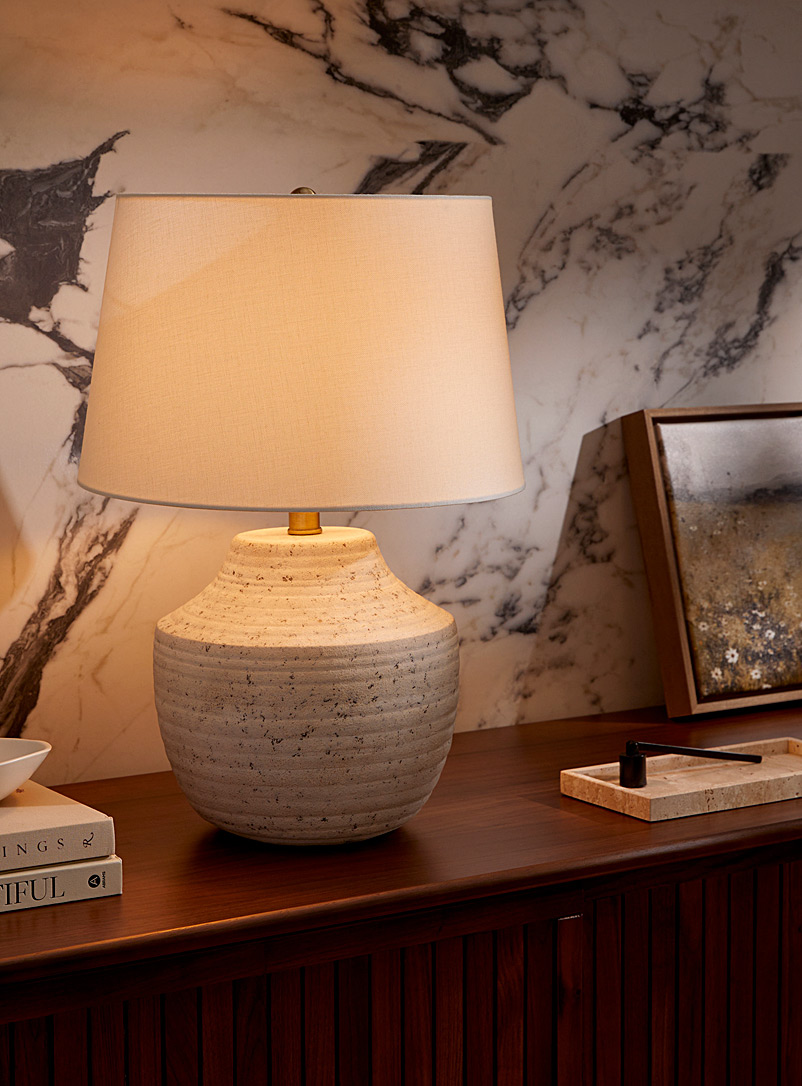 Grooved concrete table lamp product image 2