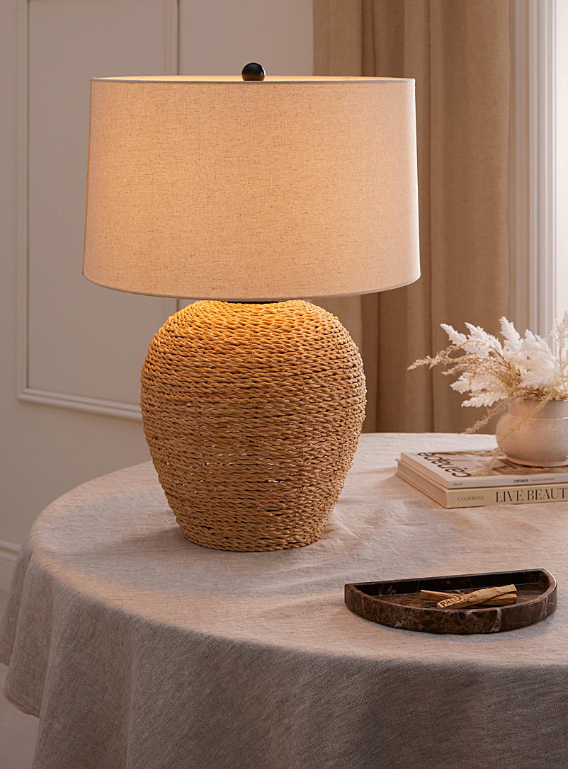 Woven rattan table lamp product image 2
