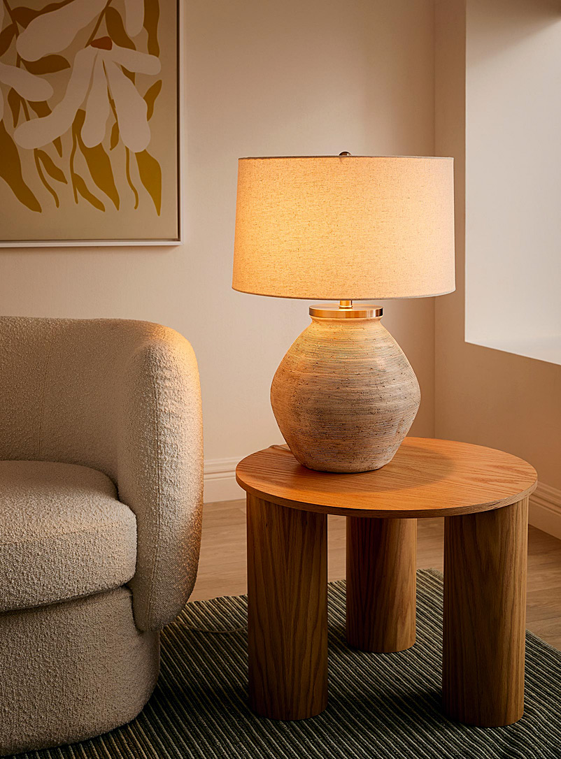 Striated concrete table lamp product image 2