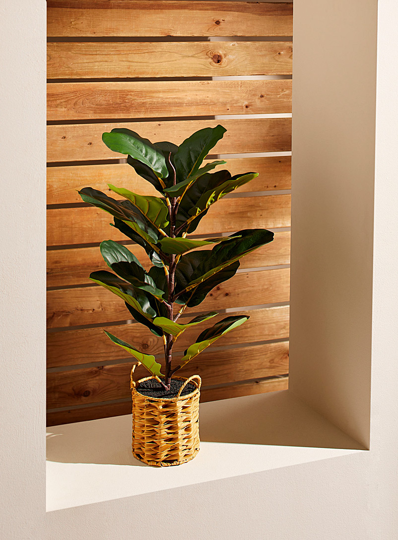 Artificial fiddleleaf fig green plant Deco basket product image (primary)