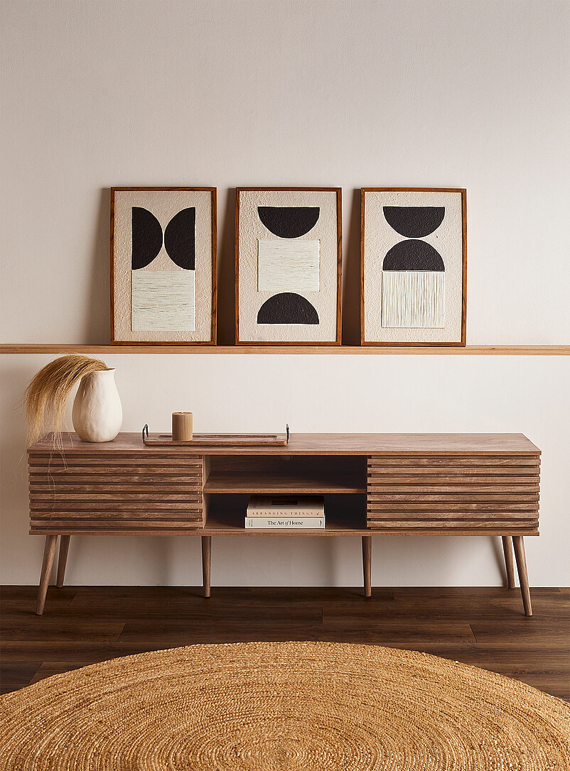 Retro-Style Tv Stand And Multimedia Storage Unit 72"
