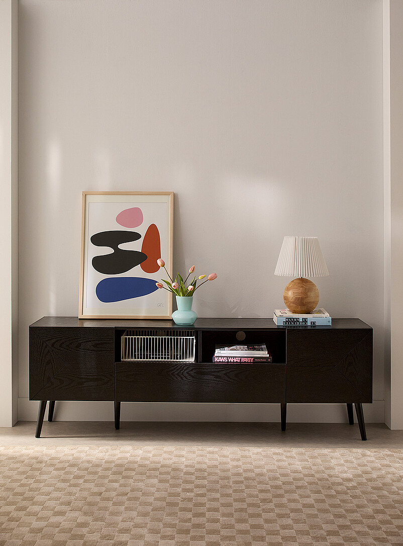 Black laminate sleek TV unit 72" product image (primary)