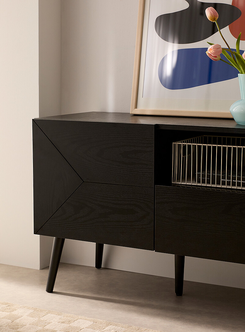 Black laminate sleek TV unit 72" product image 2