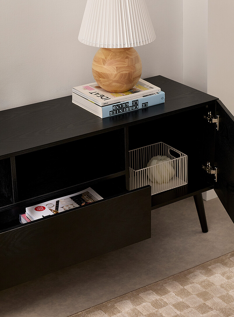 Black laminate sleek TV unit 72" product image 3